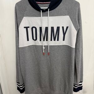 Tommy Hilfiger Grey, White & Navy Colorblock Pullover Hoodie